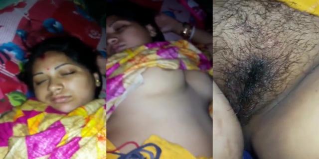 বাংলা ছেলের রেকর্ড ঘুমন্ত মা স্তন এবং লোমশ যোনি দেখায়