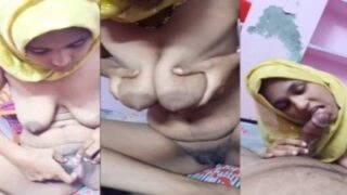 বাংলাদেশি হিজাবি মেয়ে তার সৎ ভাইকে সুন্দর ব্লোজব দিচ্ছে