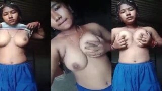 গ্রামের মেয়ে তার সুন্দর মাই নিয়ে খেলছে