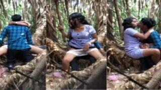তরুণ দম্পতি জঙ্গলে বাইরে যৌনতা উপভোগ করছে